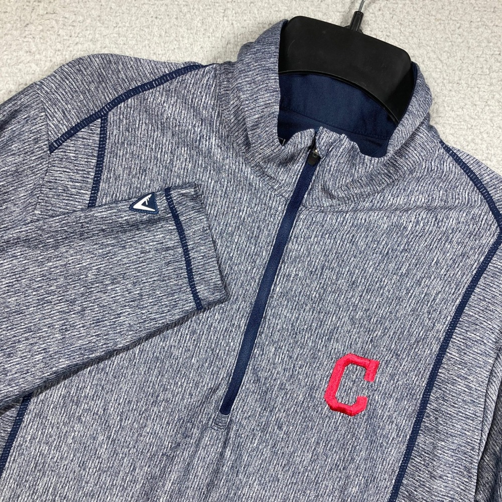 Cleveland Guardians 1/4 Zip Pullover Mens Medium Navy Space Dye MLB Baseball